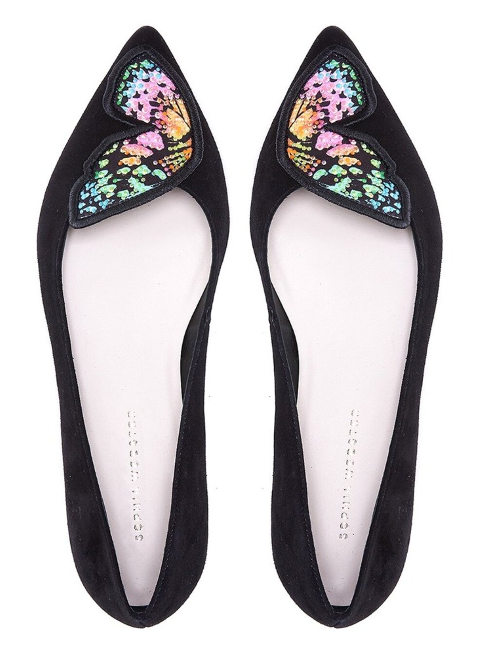 Sophia Webster Butterfly Embroidery Flat Black Papillon Paradise Print S36.5